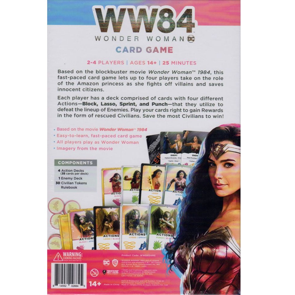 Wonder Woman 1984 jeu de cartes coopératif arrière de la boite