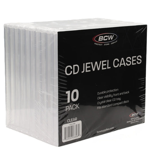 BCW, paquet de 10 boitiers transparent pour CD vu de 3/4