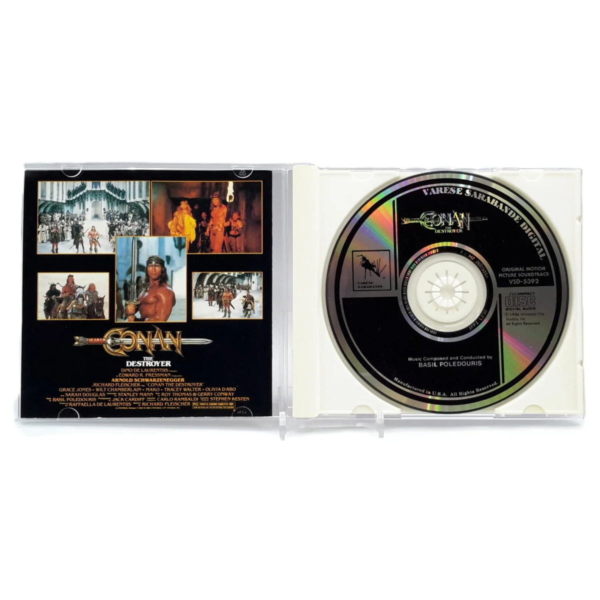 Trame sonore de Conan the Destroyer en CD vue du boitier ouvert