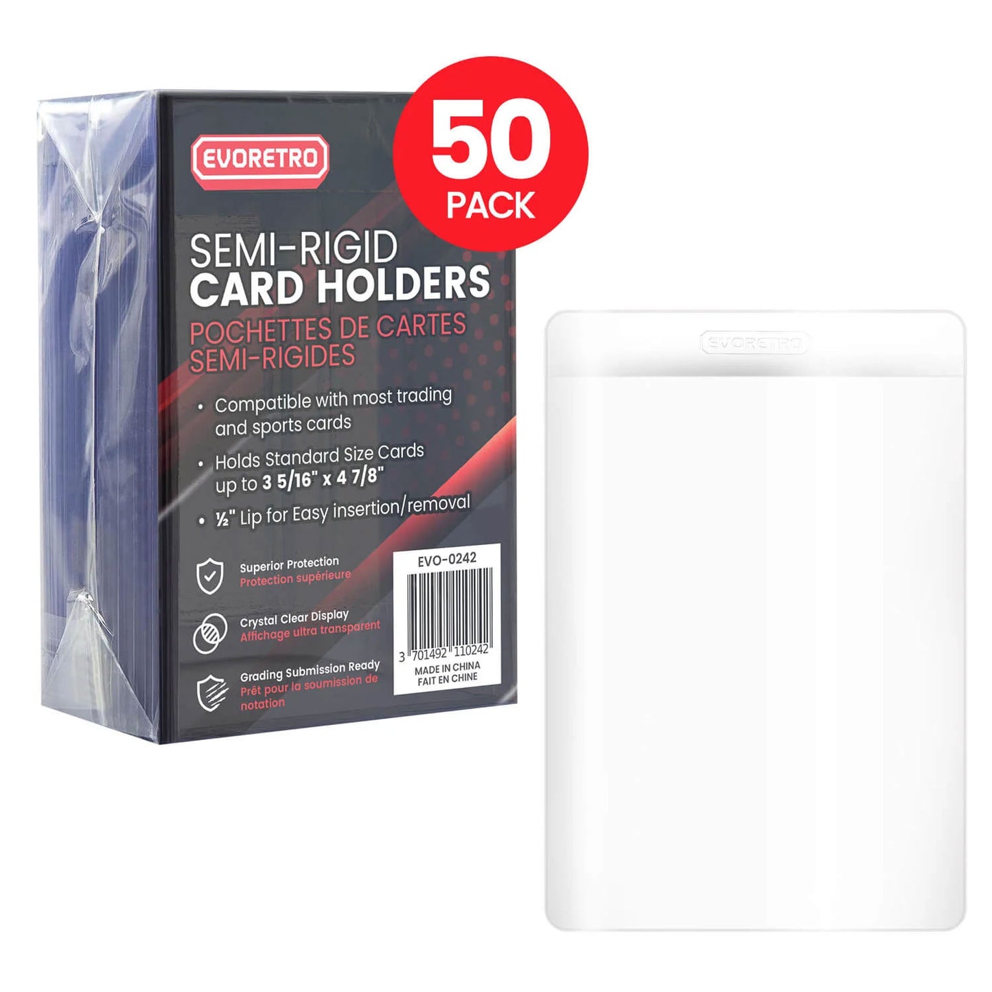 Evoretro, pochettes de cartes standard semi-rigides, paquet de 50 (EVO-0242)