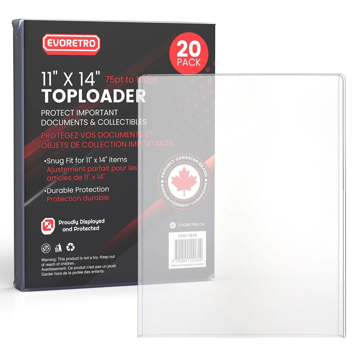 Evoretro 11" x 14" Rigid Toploader – 20 Pack (EVO-1614)