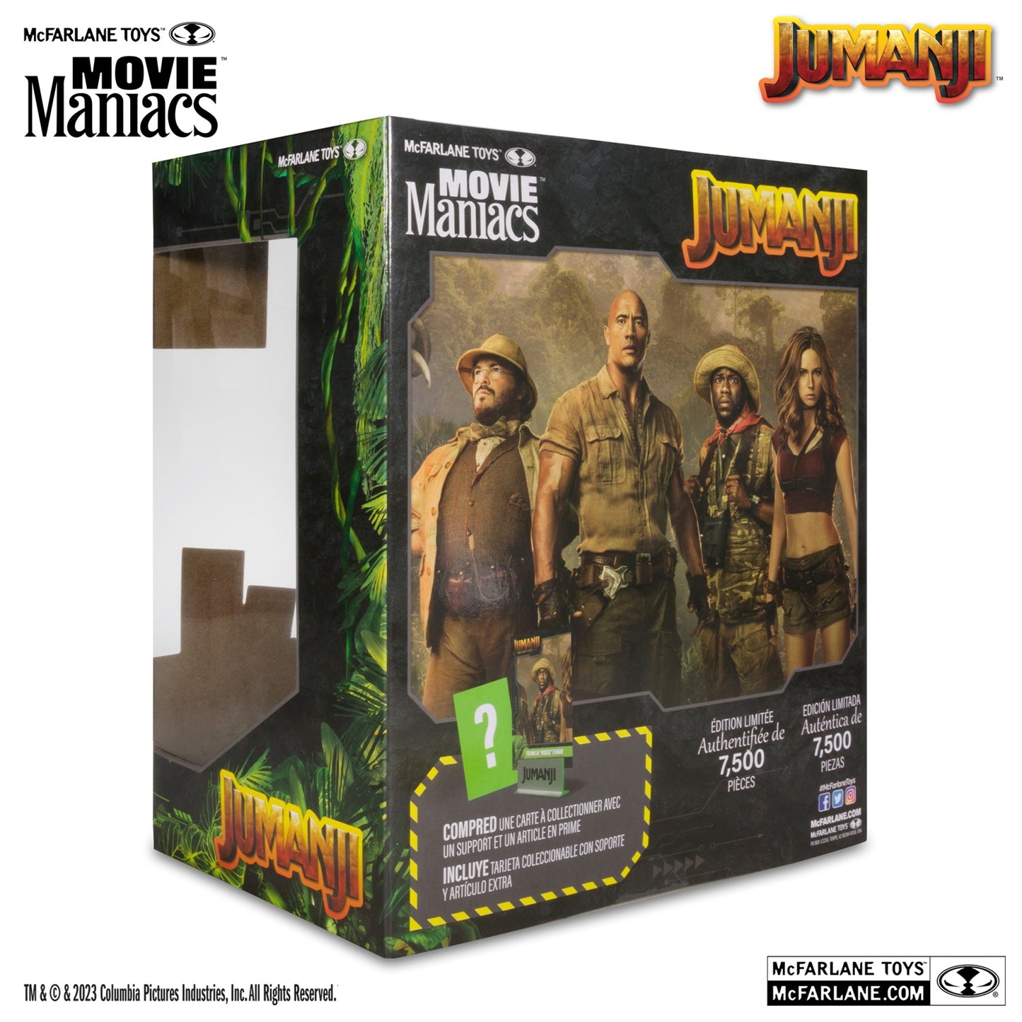 Jumanji, figurine Movie Maniacs Franklin Mouse Finbar McFarlane arrière de la boite