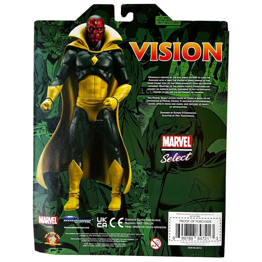 Figurine Vision Marvel Select arrière de la boite