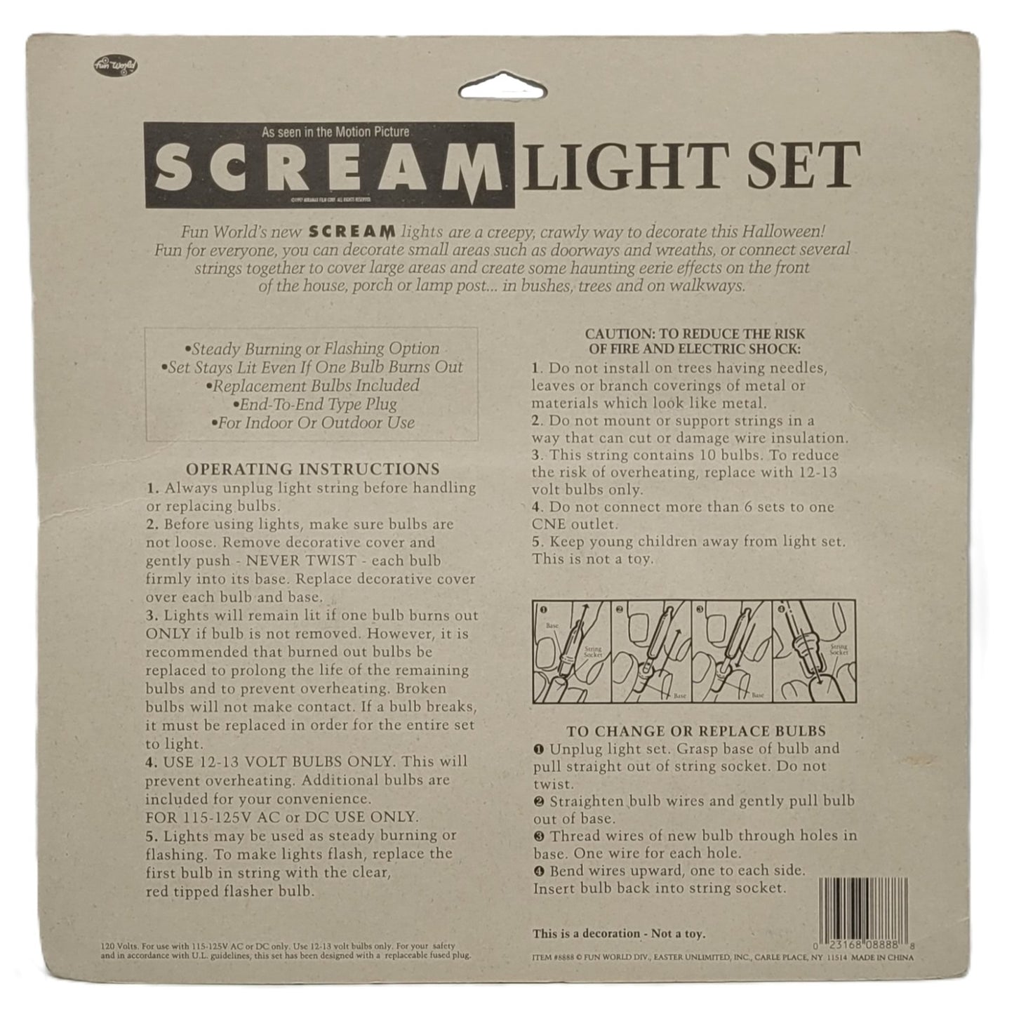 Scream, ensemble de lumière Ghostface arrière de la boite