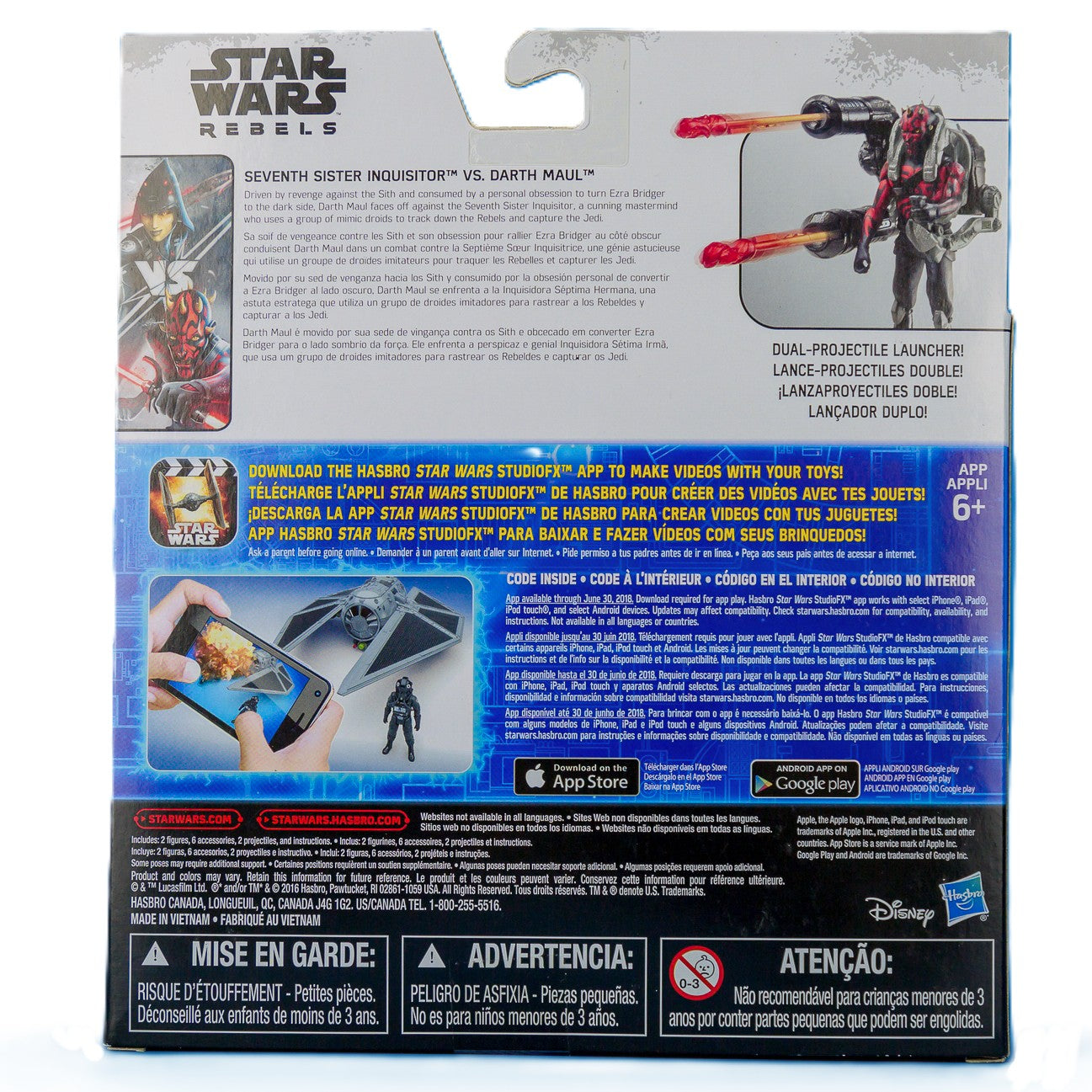 Star Wars rebels pack de 2 figurines Seven Sister et Darth Maul arrière de la boite