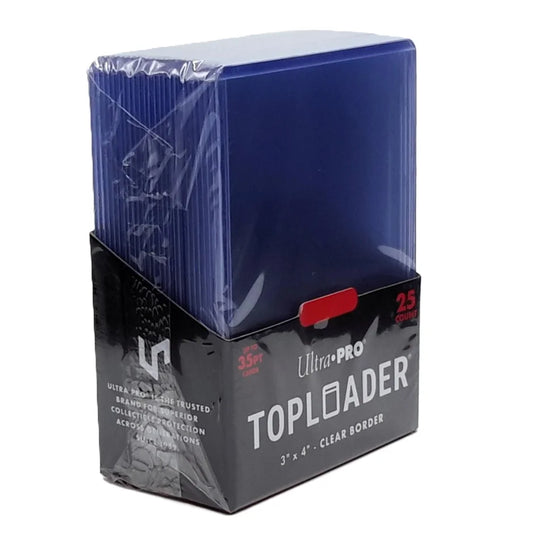 Paquet de 25 toploader 3" x 4" régulier Ultra PRO vue de 3/4