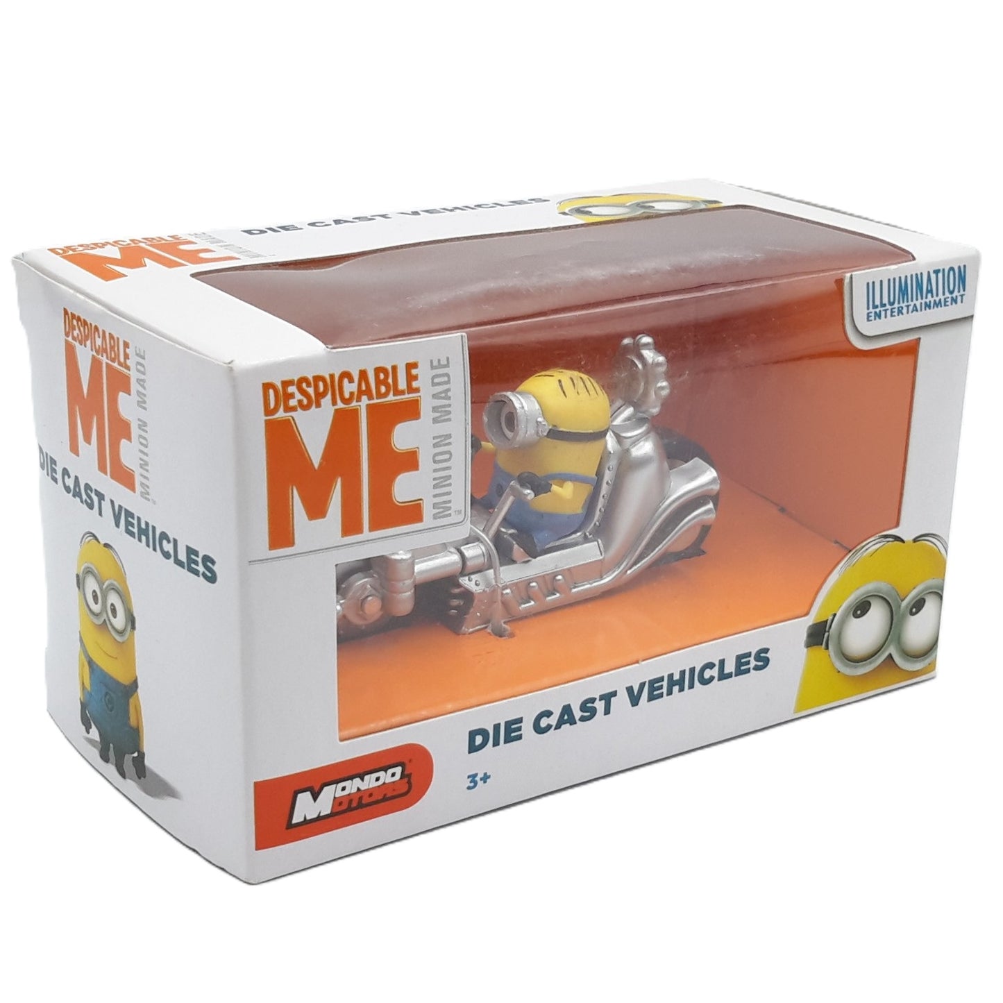 Despicable Me, Minion miniature self on silver motorcycle (Mondo Motors)