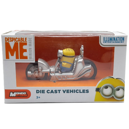 Despicable Me, Minion miniature self on silver motorcycle (Mondo Motors)