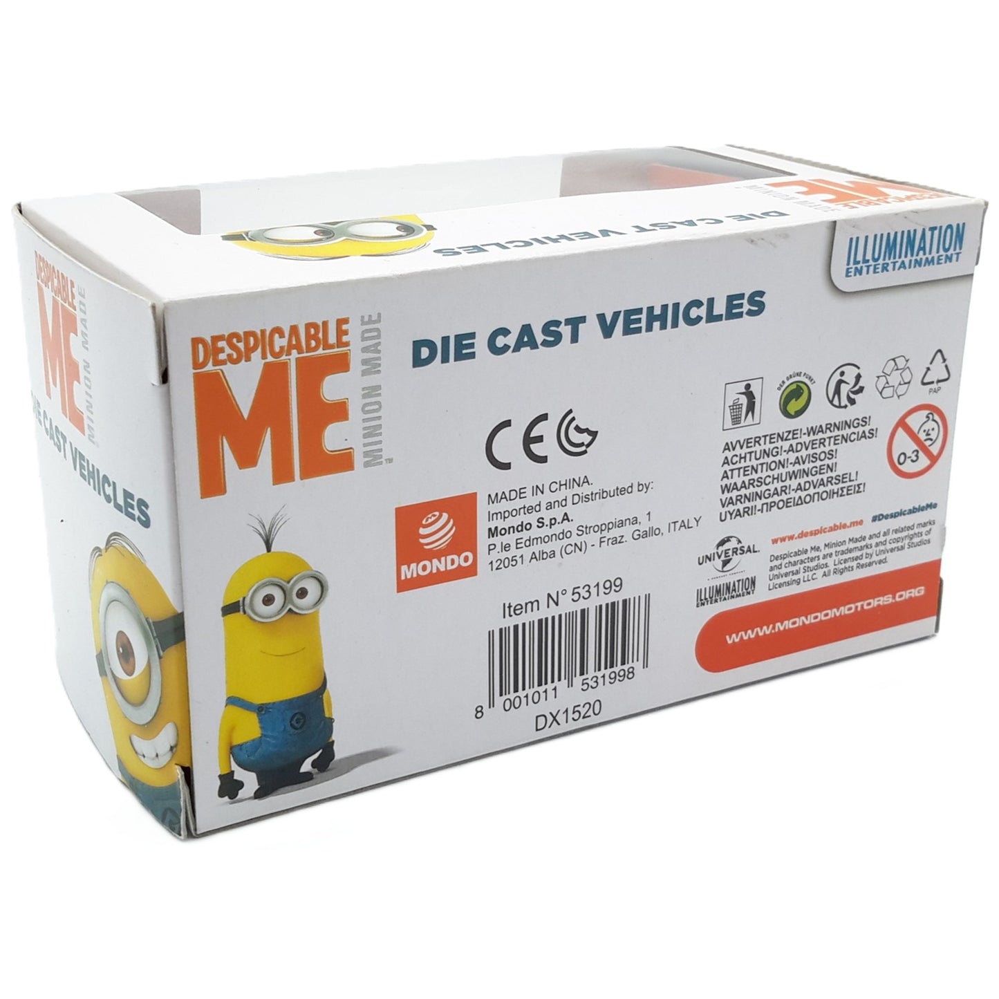 Despicable Me, Minion miniature self on silver motorcycle (Mondo Motors)