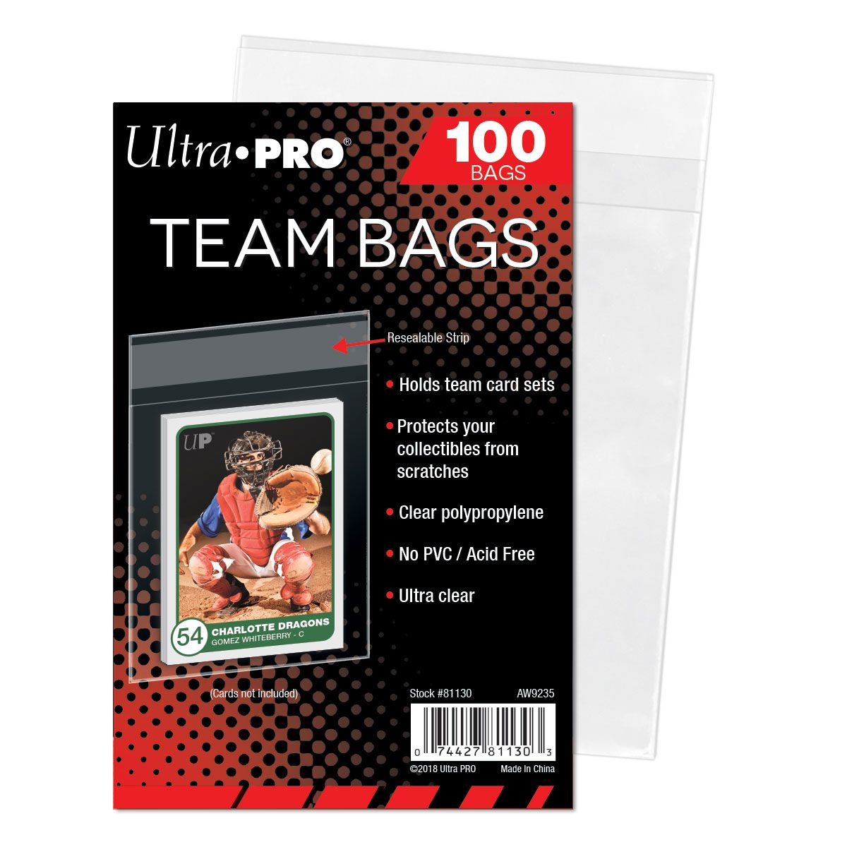 Ultra PRO, resealable Team Bags, pack of 100 (81130)