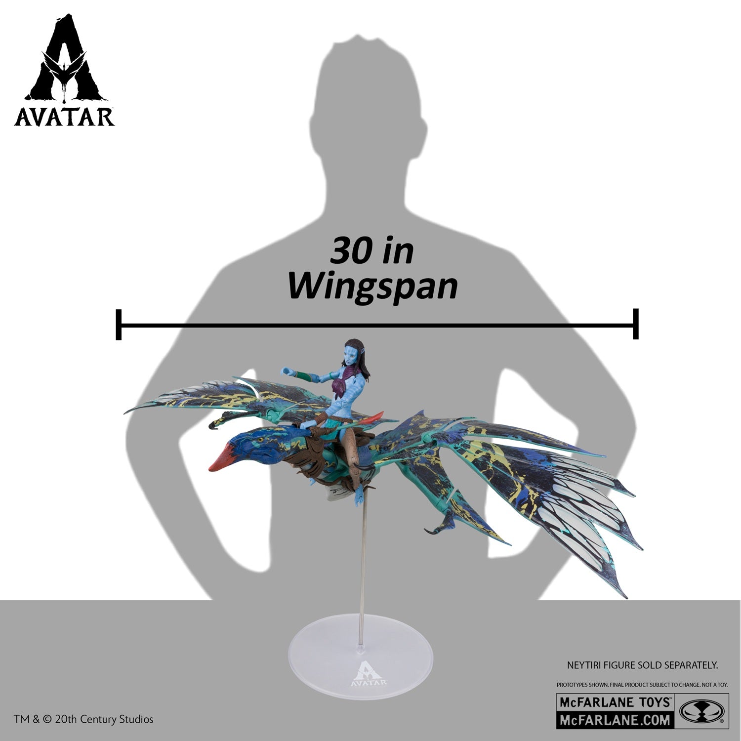 Avatar Fire and Ash, figurine Neytiri's Banshee (McFarlane) avec dimensions