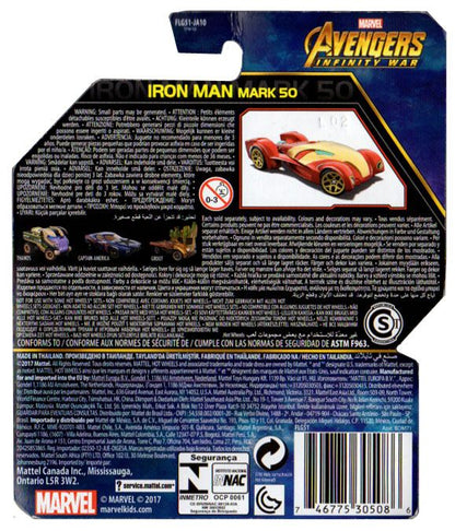 Avengers Infinity War auto Ho Wheels Iron Man Mark 50 de dos