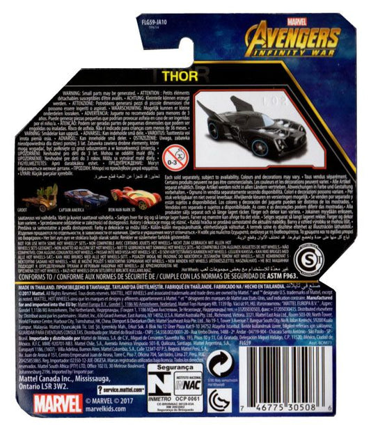 Avengers Infinity War auto Hot Wheels Thor de dos