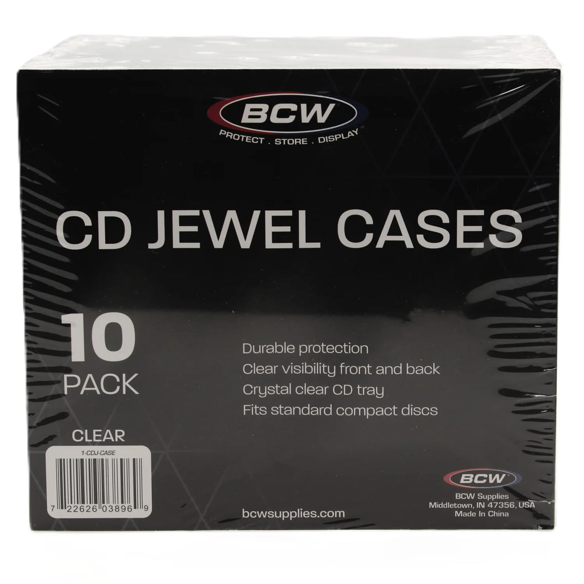 BCW, paquet de 10 boitiers transparent pour CD vu de face