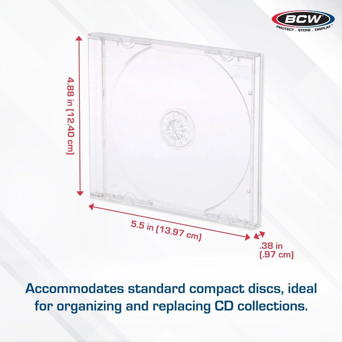 BCW, paquet de 10 boitiers transparent pour CD vu des dimensions