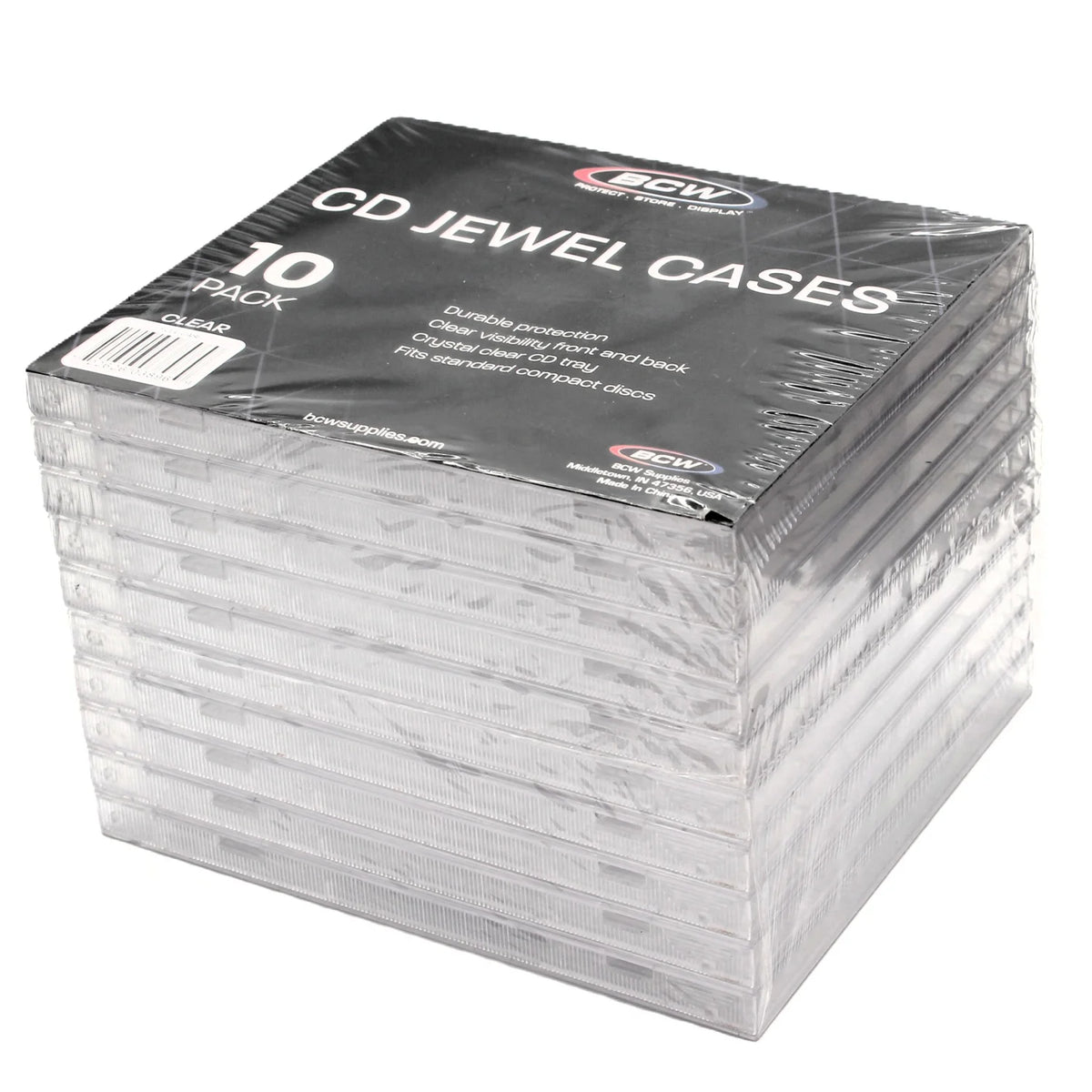 BCW, paquet de 10 boitiers transparent pour CD vu du dessus