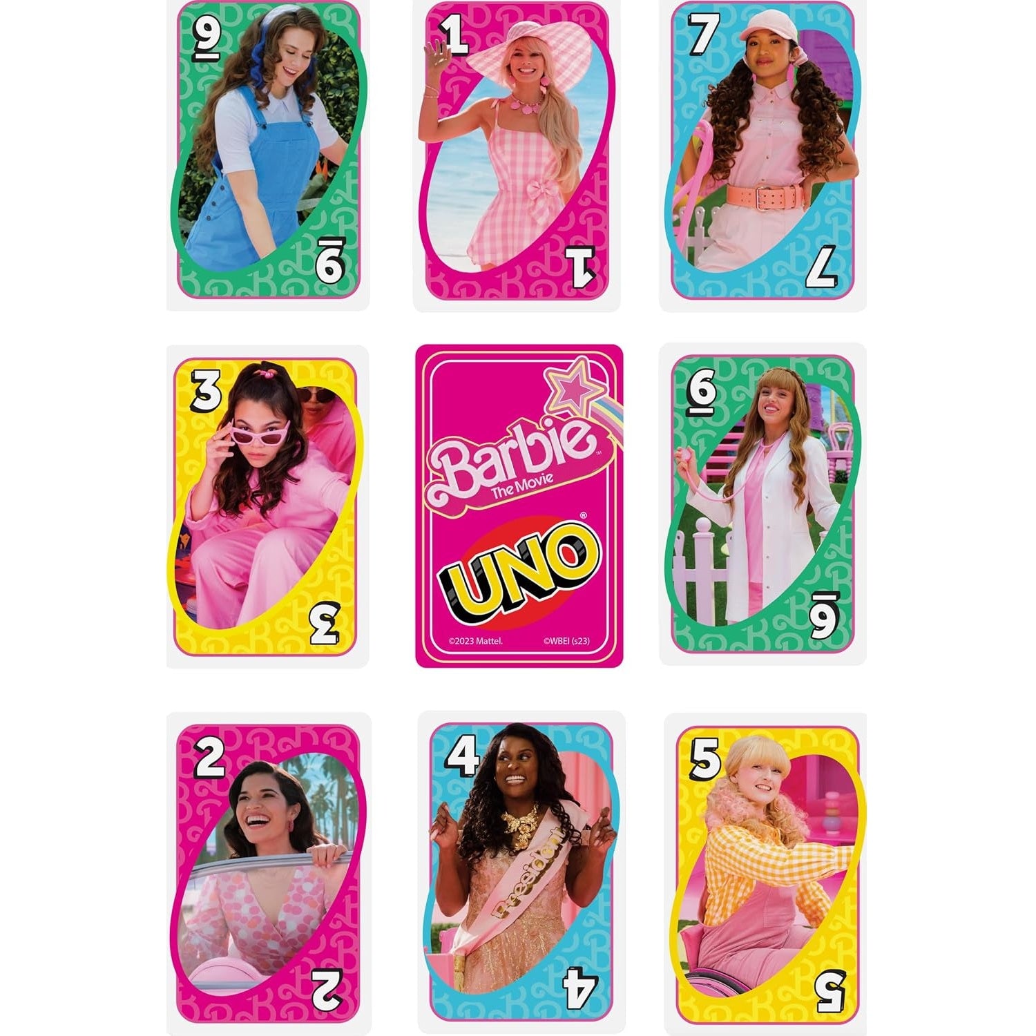 Jeu de cartes Uno Barbie vu des cartes film