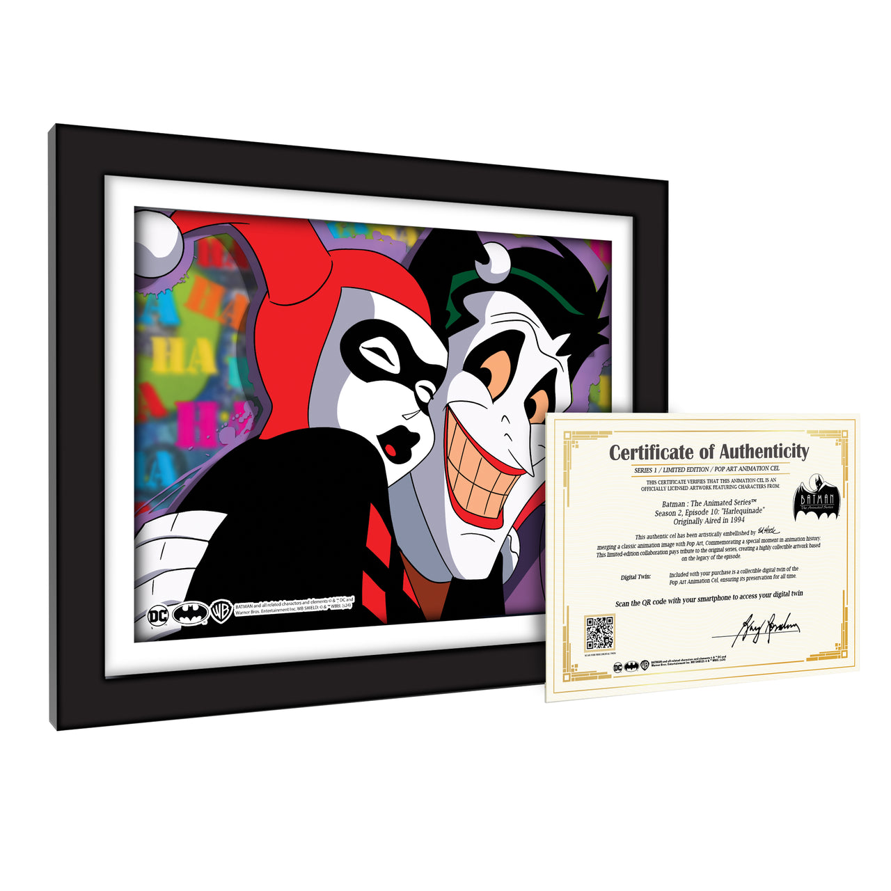 Batman the Animated Series Pop At Animation Cel Harley Quinn et le Joker avec le certificat