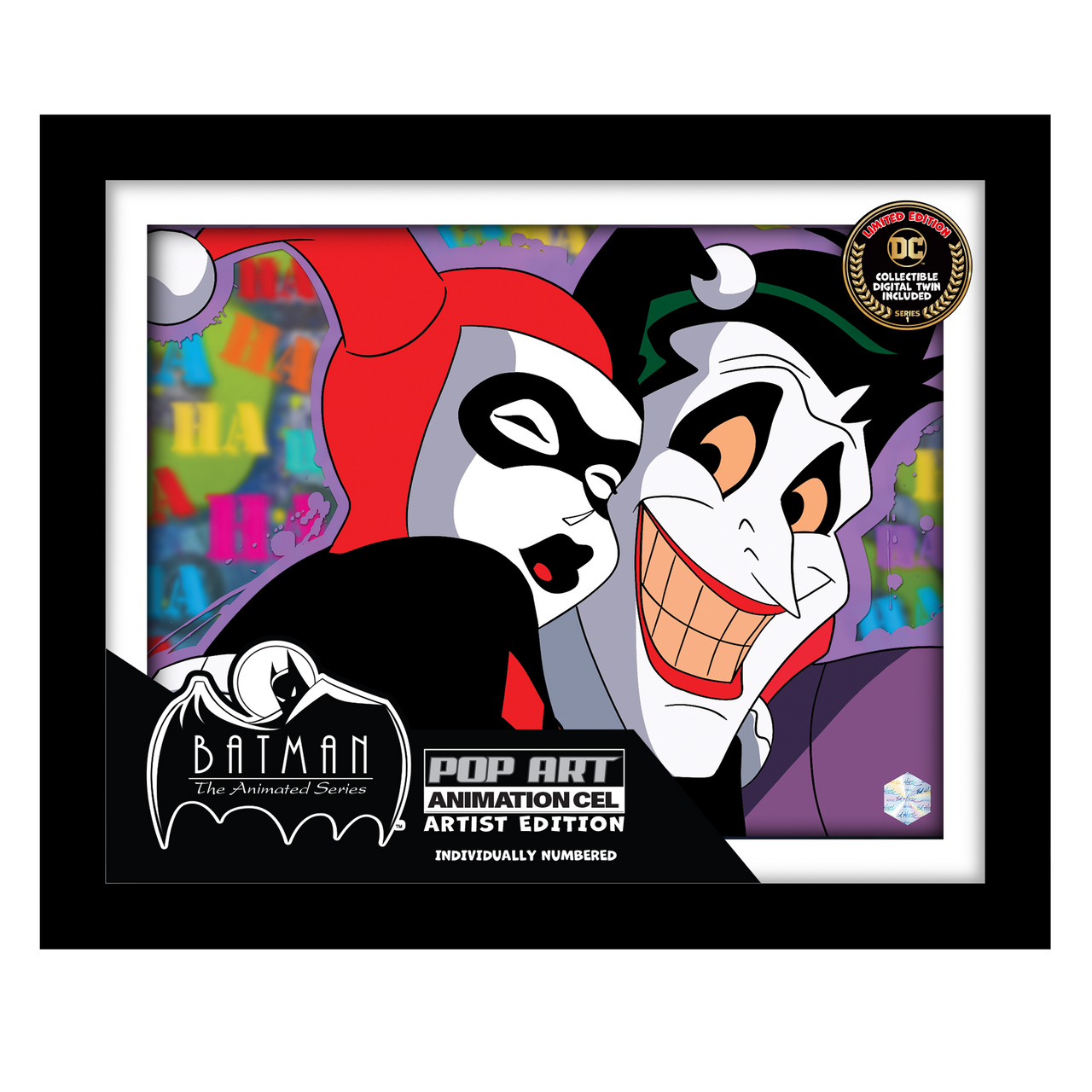 Batman the Animated Series Pop At Animation Cel Harley Quinn et le Joker dans son emballage