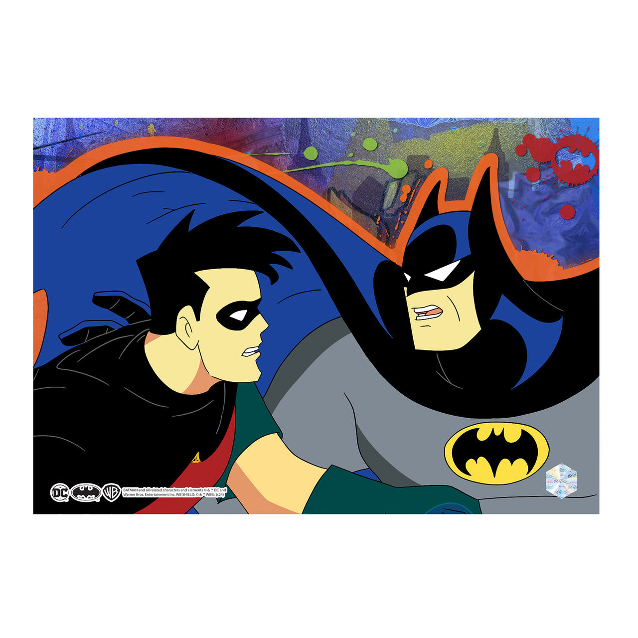 Batman the Animated Series Pop Art animation cel Batman et Robin cel + fond