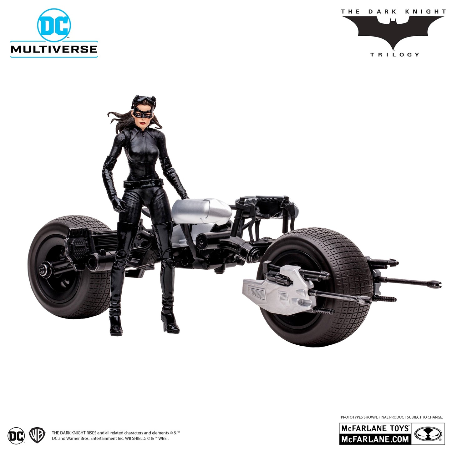Batman The Gark Knight Rises figurine Catwoman et Batpod Gold Label de face