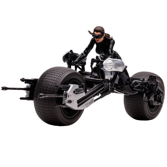 Batman The Gark Knight Rises figurine Catwoman et Batpod Gold Label en action