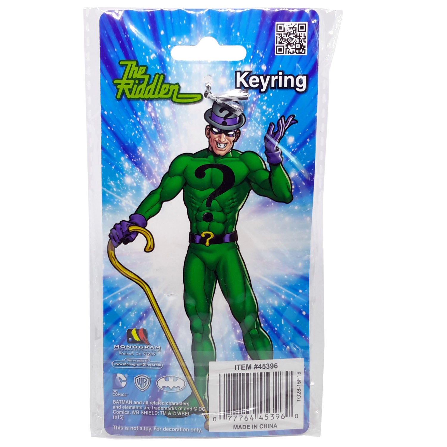 Porte clé DC Comics The Riddler arrière de l'emballage