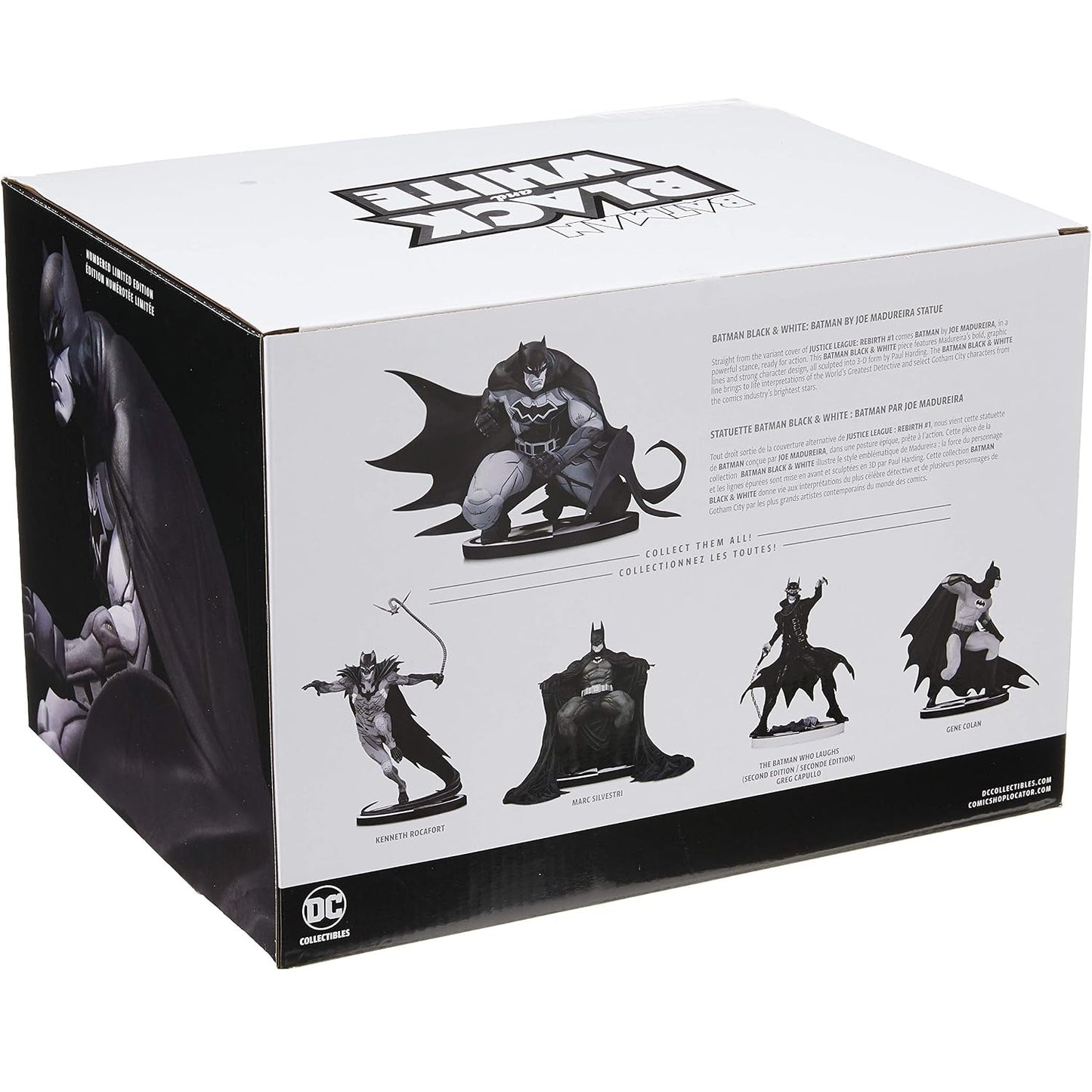 Batman Black and White par Joe Madureira statuette arrière de la boite