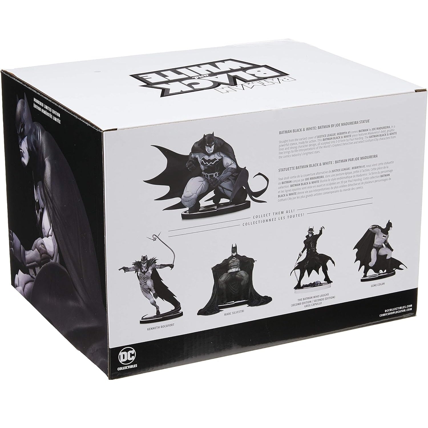 Batman Black and White par Joe Madureira statuette arrière de la boite