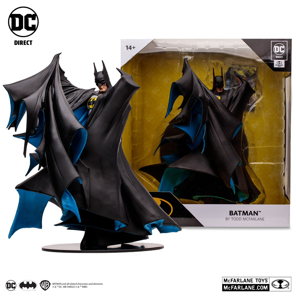 Figurine 12" Batman noir par Todd McFarlane devant sa boite