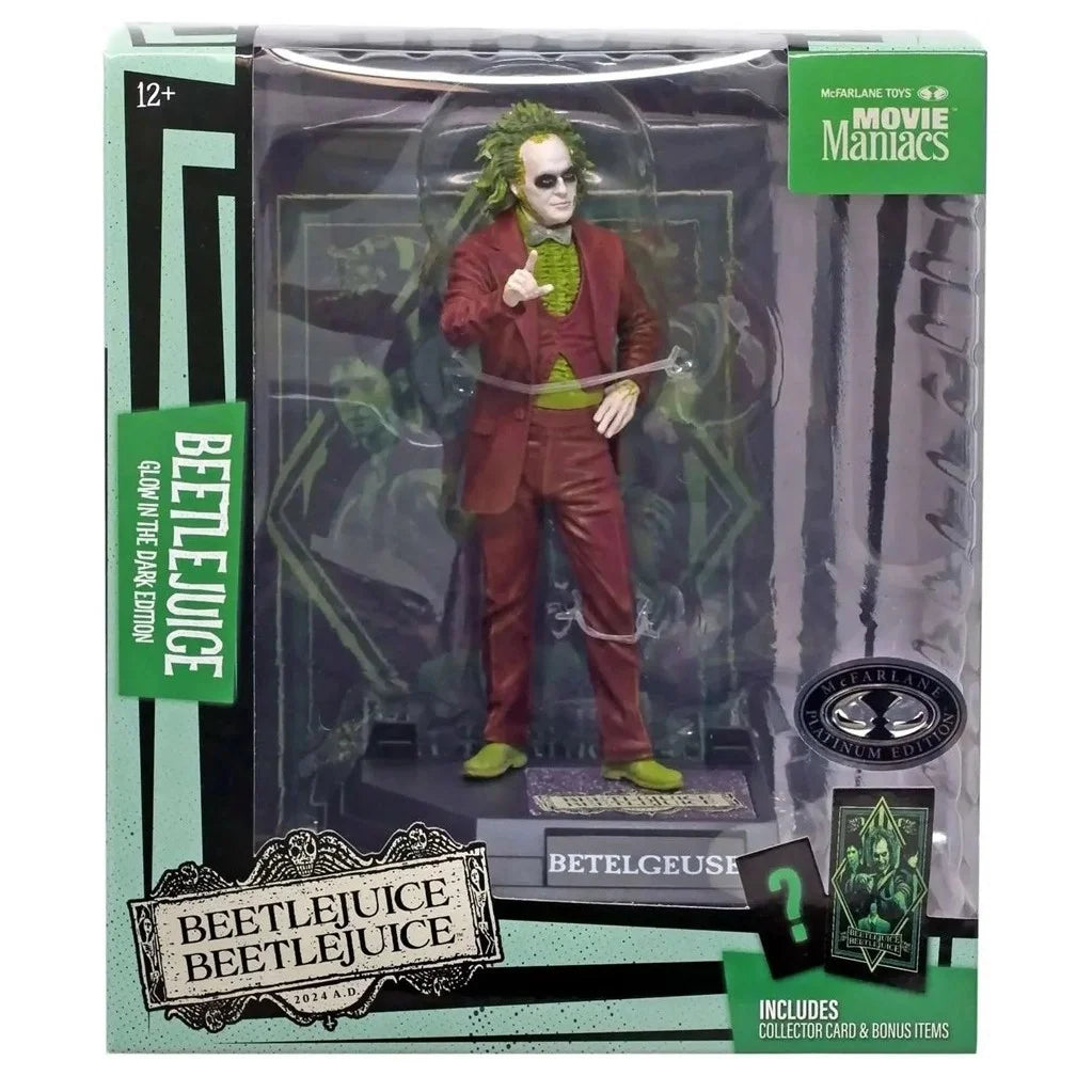 Beetlejuice Beetlejuice figurine Movie Maniacs Betelgeuse Platinum Edtion Glow in the dark vue en boite