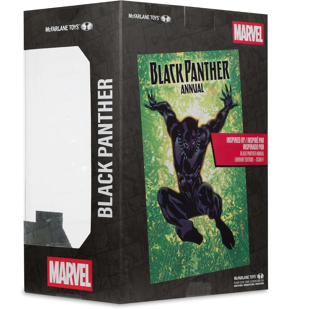 Marvel Collection, figurine de Black Panther avec comic échelle 1:6 vue de l'arrière de la boite