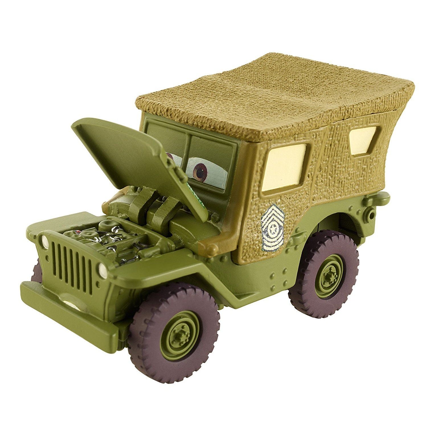 Cars, auto Precision Series Sergent (Mattel) avec le capot ouvert