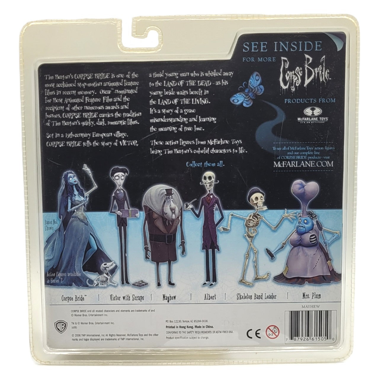 Corpse Bride, figurine Mayhew par McFarlane arrière de la boite