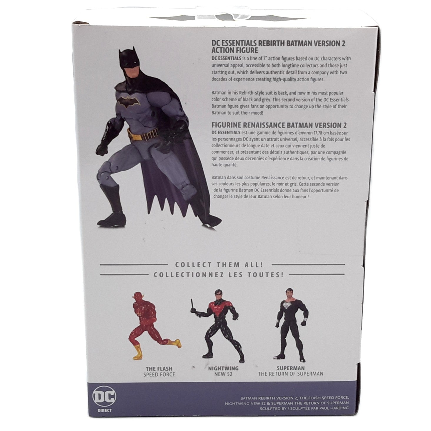 DC Essentials figurine Rebirth Batman Version 2 arrière de la boite