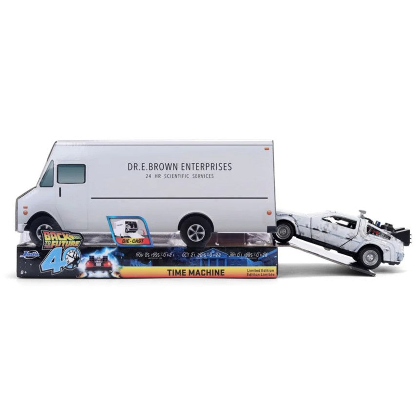 Back to the Future, DeLorean 1:32 40e anniversaire (Jada Toys) avec la boite