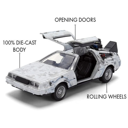 Back to the Future, DeLorean 1:32 40e anniversaire (Jada Toys) avec descriptions