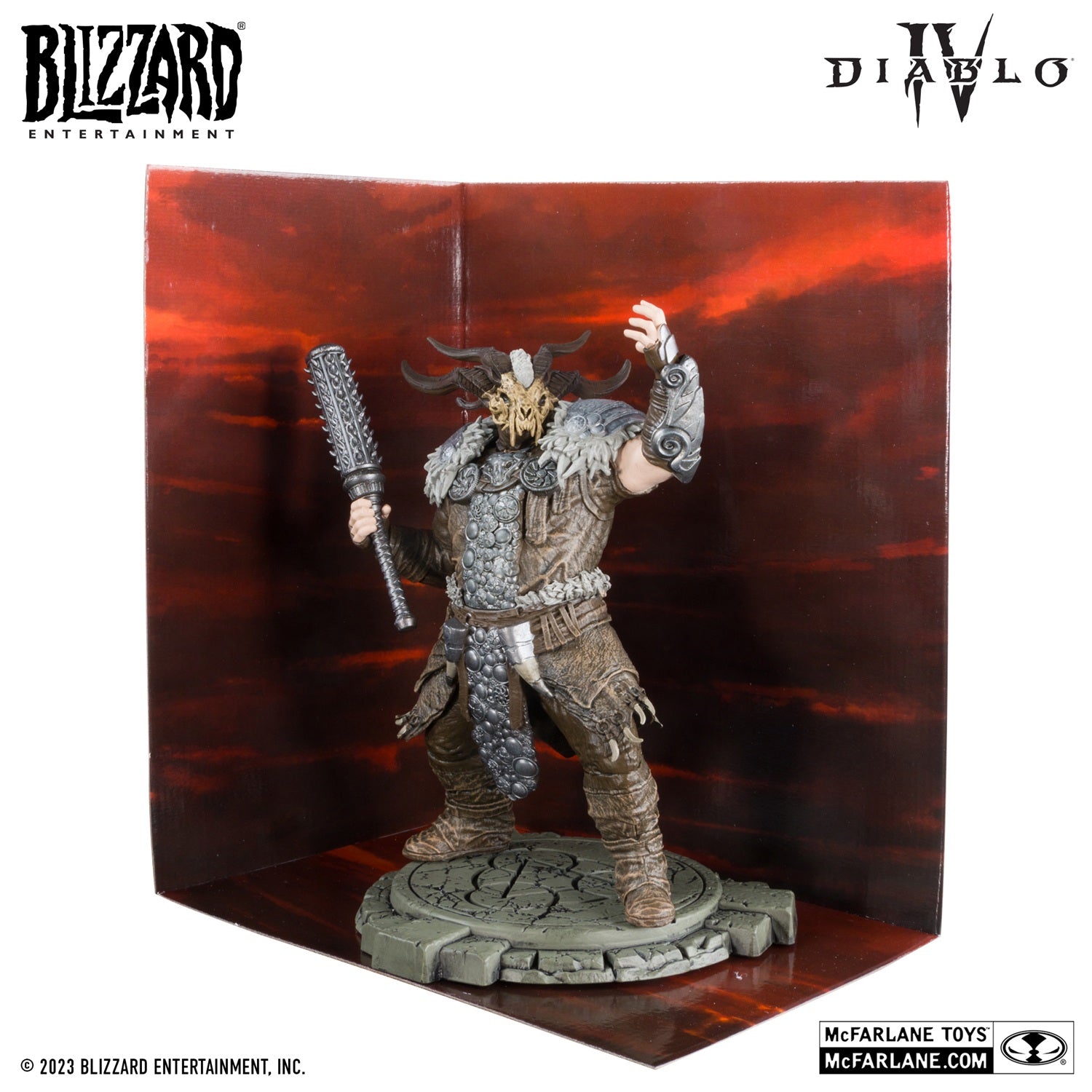 Diablo 4 figurine Common Landslide Druid McFarlane avec le fond