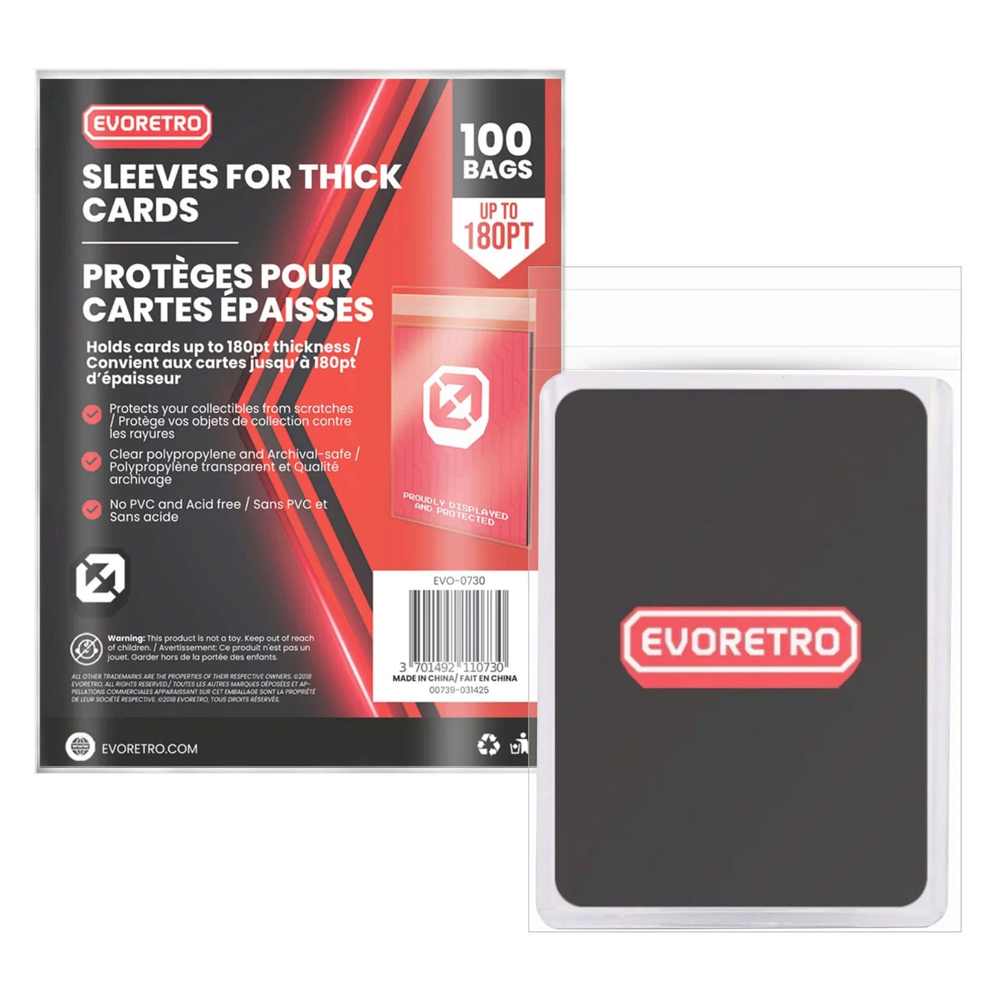 Evoretro, 180pt Thick Card Sleeves, 100-Pack (EVO-0730)