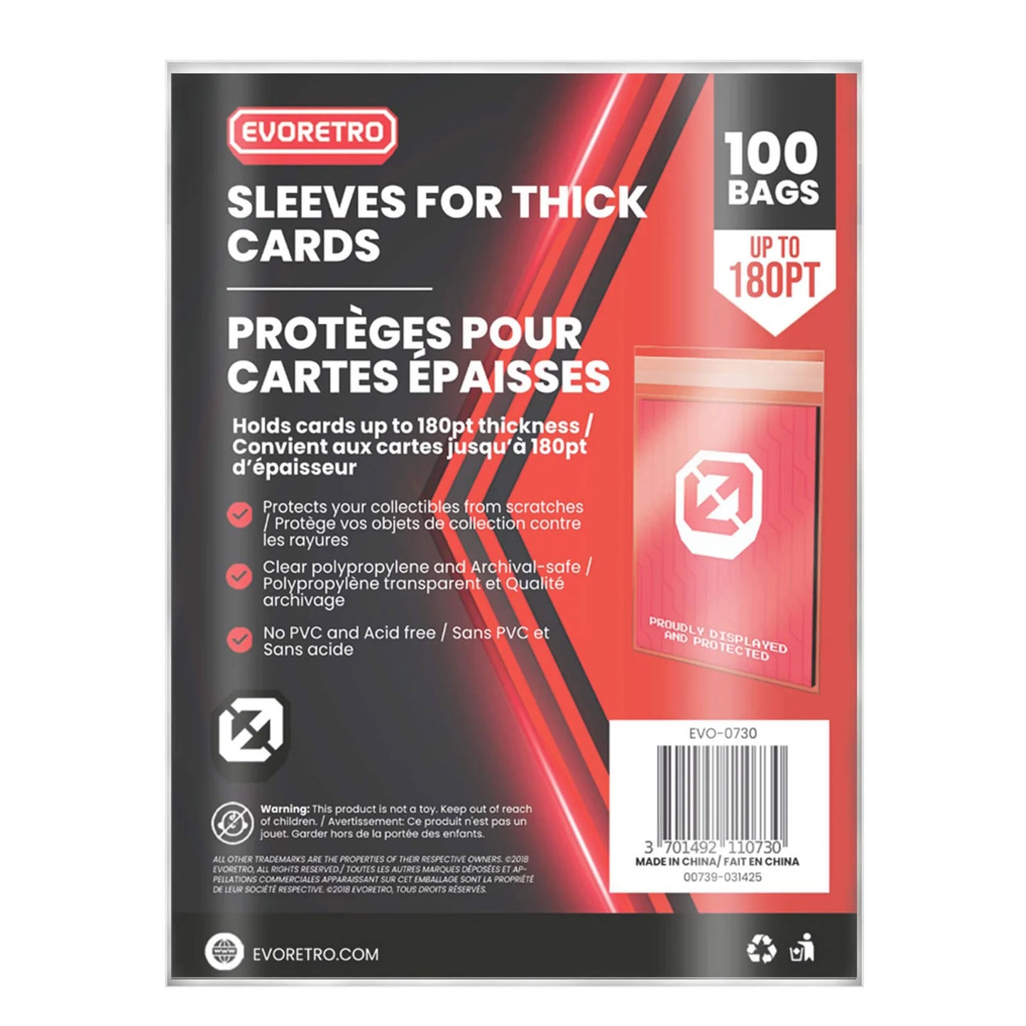 Evoretro, 180pt Thick Card Sleeves, 100-Pack (EVO-0730)