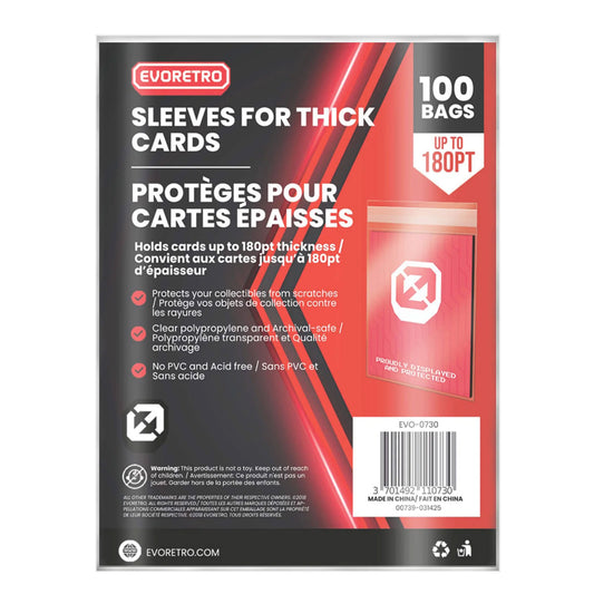 Evoretro, pochettes pour cartes épaisses 180pt, paquet de 100 (EVO-0730)