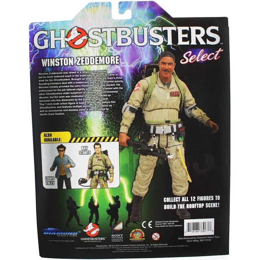 Figurine Select de Winston Zeddemore dans Ghostbusters arrière de la boite