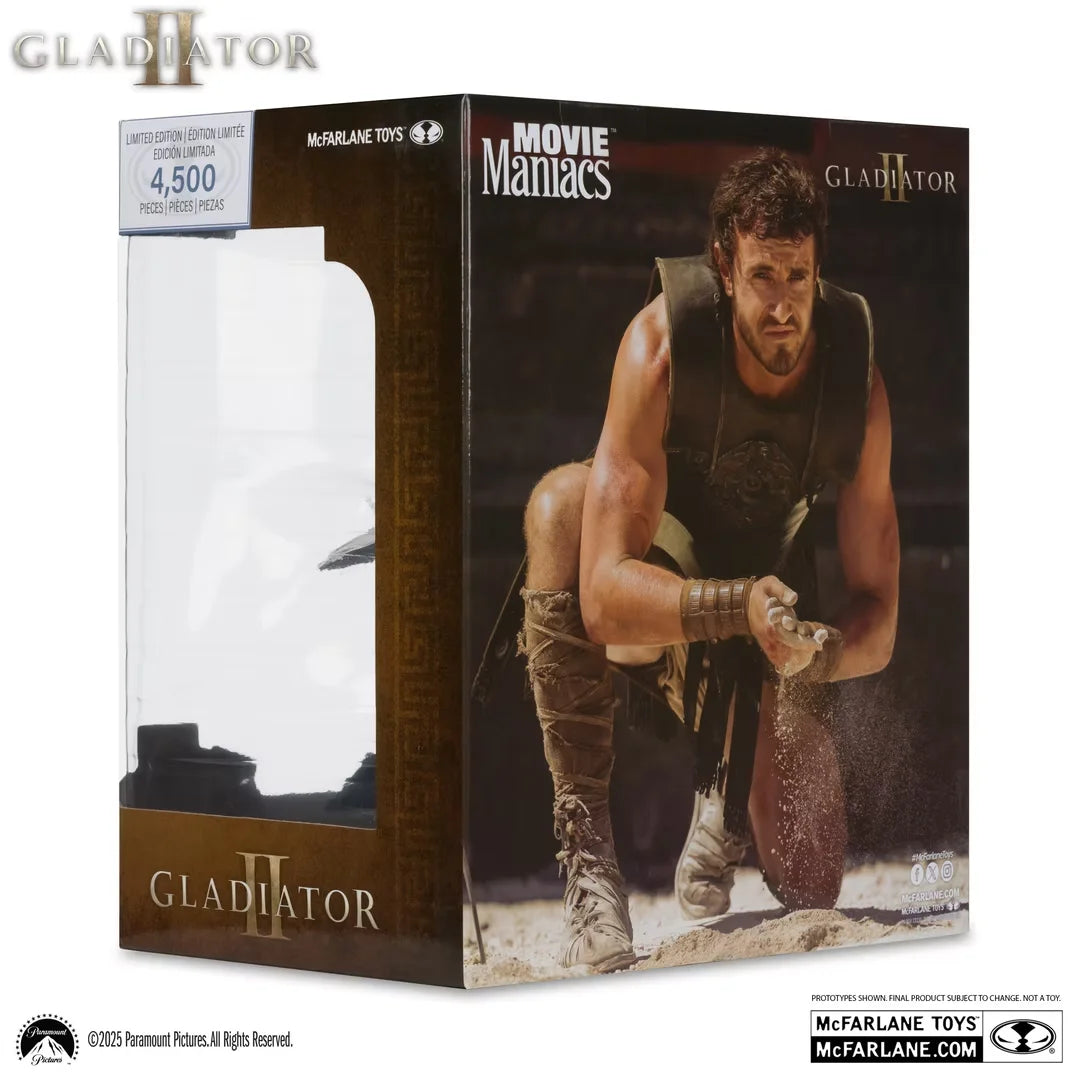 Galdiator 2, figurine Movie Maniacs de Lucius de l'arrière de la boite