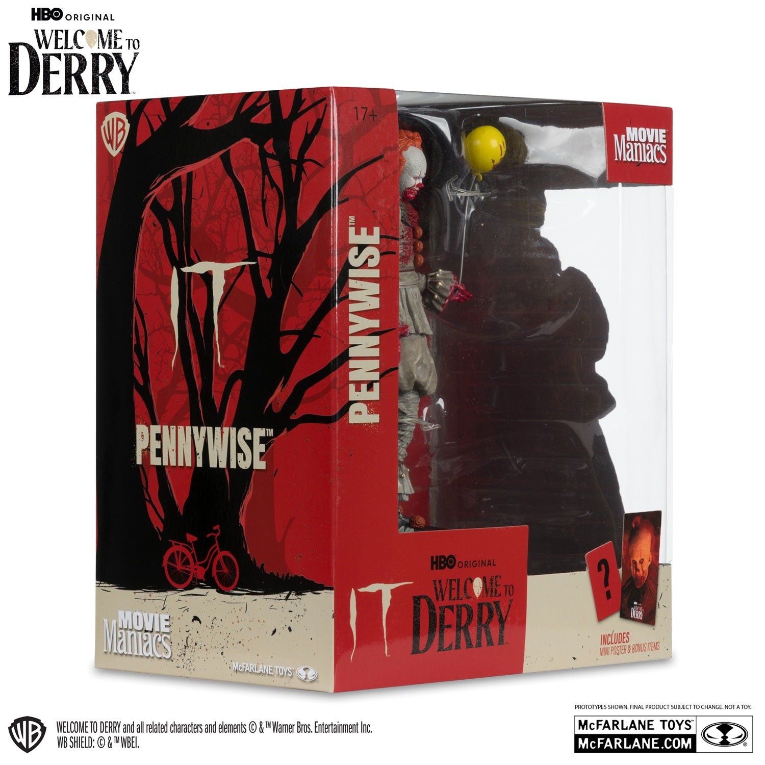 It Welcome to Dery figurine Movie Maniacs Pennywise ensanglanté boite de 3/4