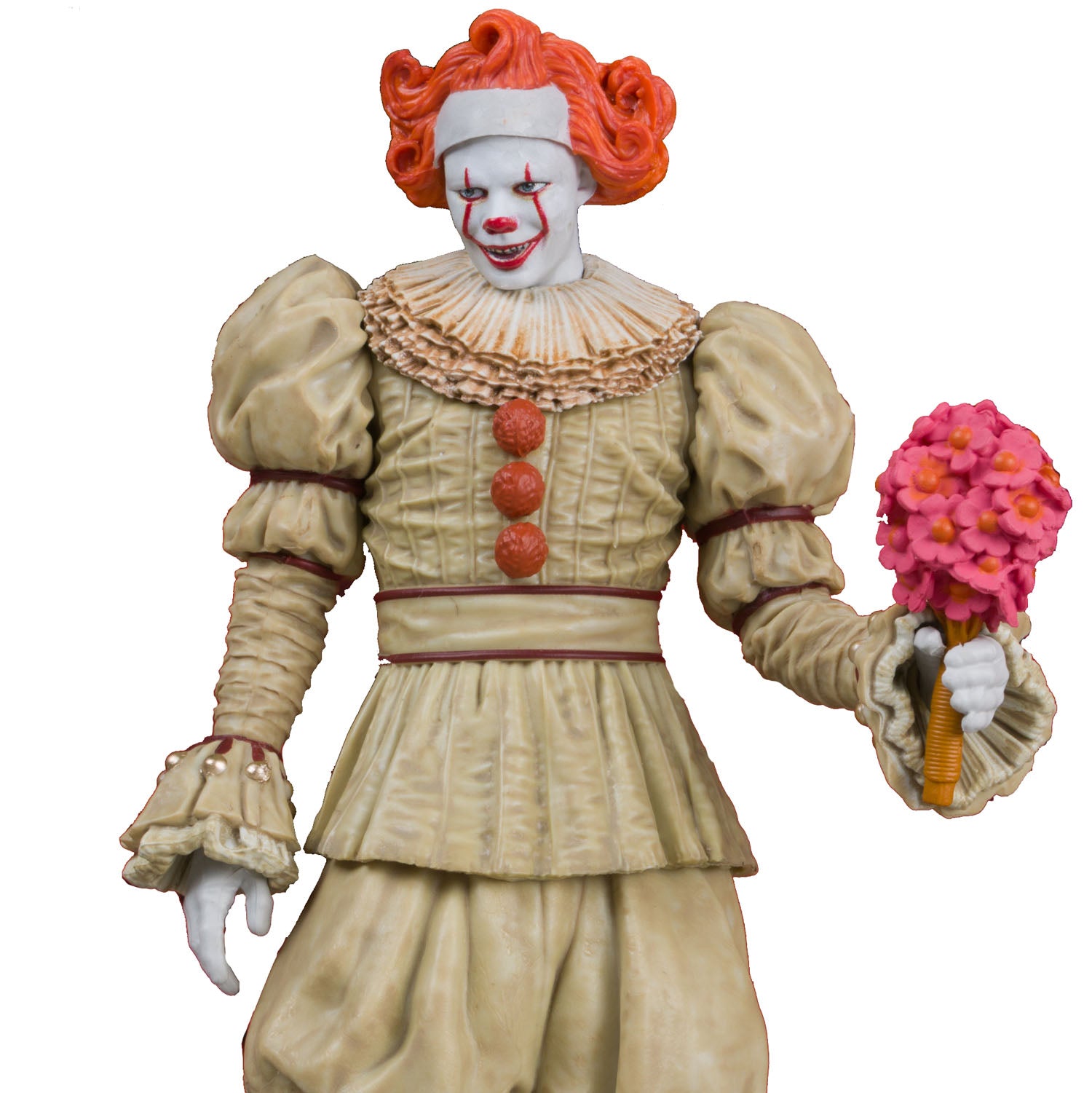 It, Welcome to Derry, figurine Pennywise Gold Label Movie Maniacs McFarlane en gros plan