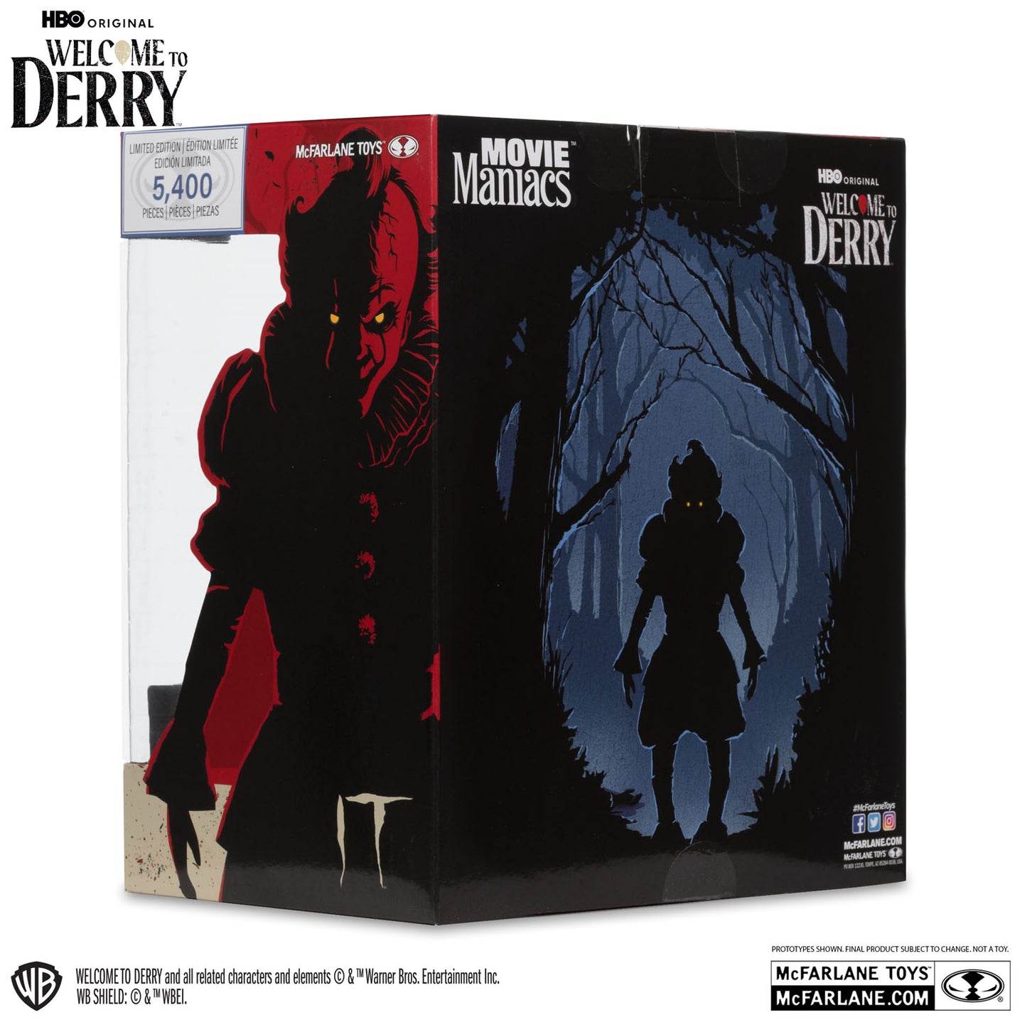 It, Welcome to Derry, figurine Pennywise Gold Label Movie Maniacs McFarlane arrière de la boite