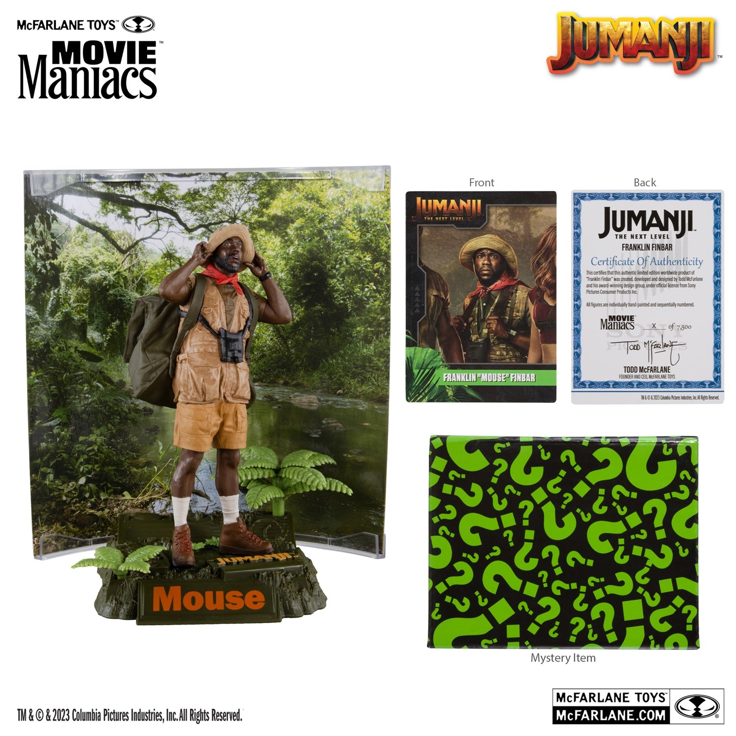 Jumanji, figurine Movie Maniacs Franklin Mouse Finbar McFarlane avec accessoires