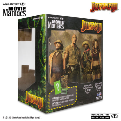 Jumanji, figurine Movie Maniacs Franklin Mouse Finbar McFarlane arrière de la boite
