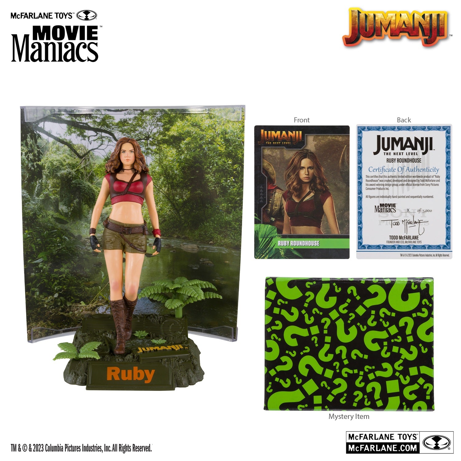 Jumanji, figurine Movie Maniacs Ruby Roundhouse McFarlane avec accessoires