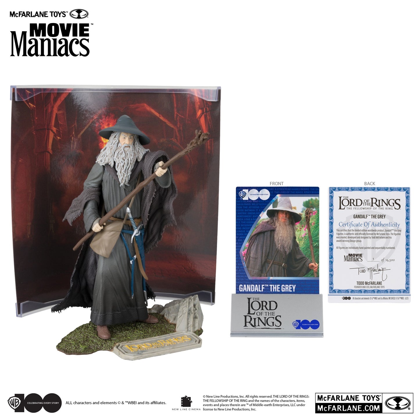 Figurine Gandalf the Grey, McFarlane Movie Maniacs avec la carte